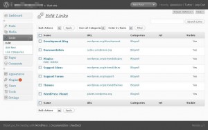 wordpress 2.7 manage links