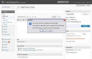 wordpress 2.7 discard post warning