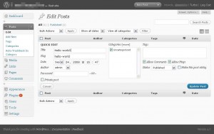 wordpress 2.7 post quick edit