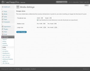 wordpress 2.7 media settings