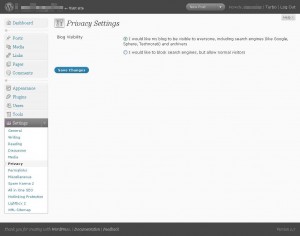 wordpress 2.7 privacy settings