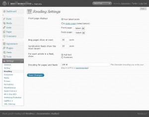 wordpress 2.7 reading settings wordpress 2.7 reading settings