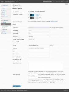 wordpress 2.7 users profile