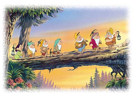 seven dwarfs walking