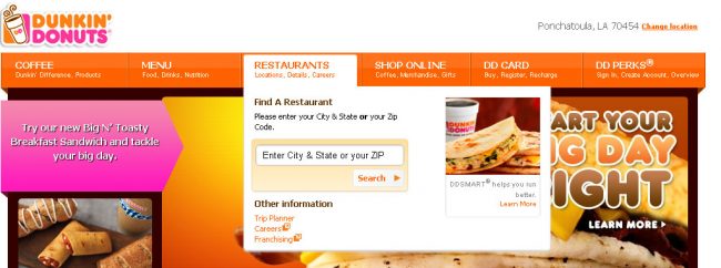 dunkin donuts website