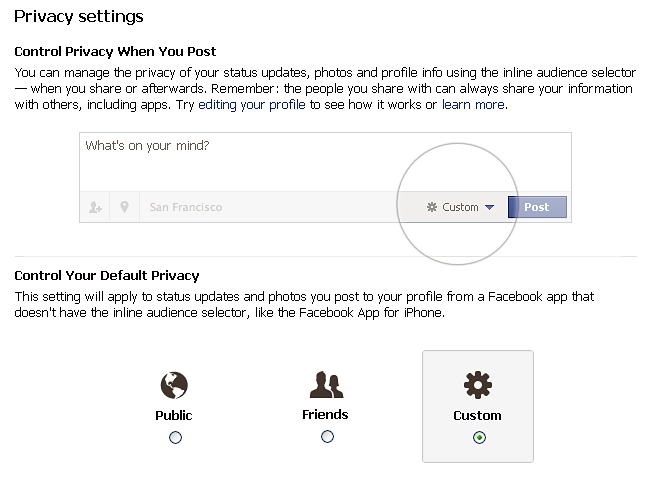 facebook privacy landing page